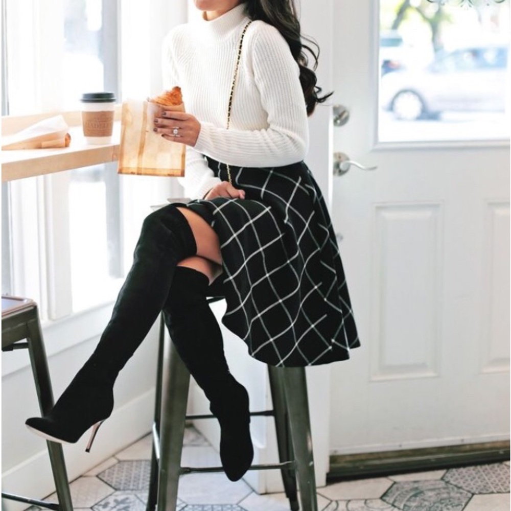 Maison Jules Black Windowpane A-Line Skirt!!!!